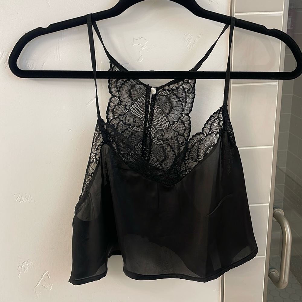 Boutique black lace sheer tank size M/L